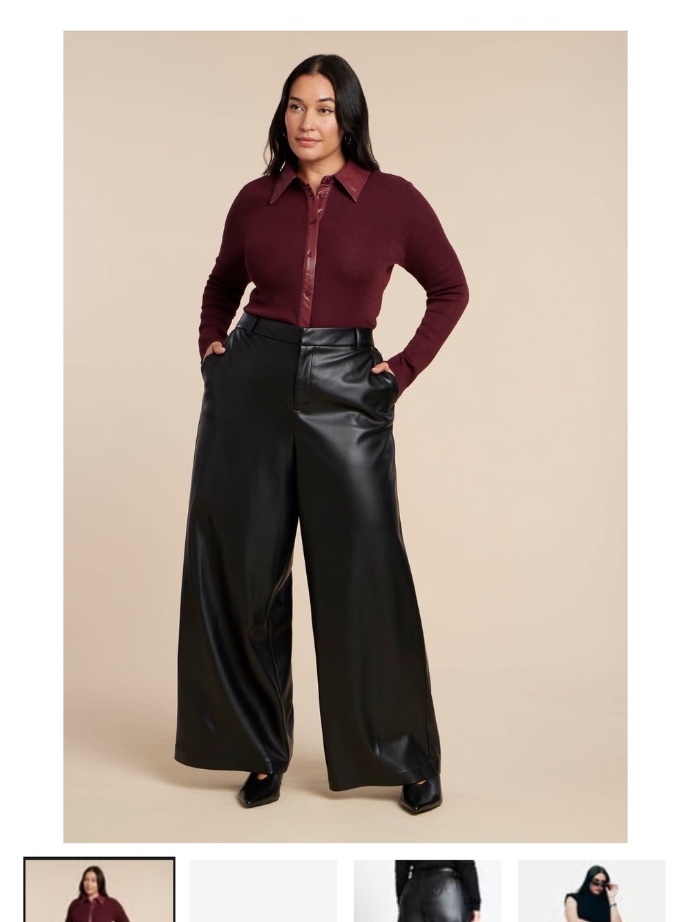 New Eloquii Wide Leg Faux Leather Pants in Black Size 14